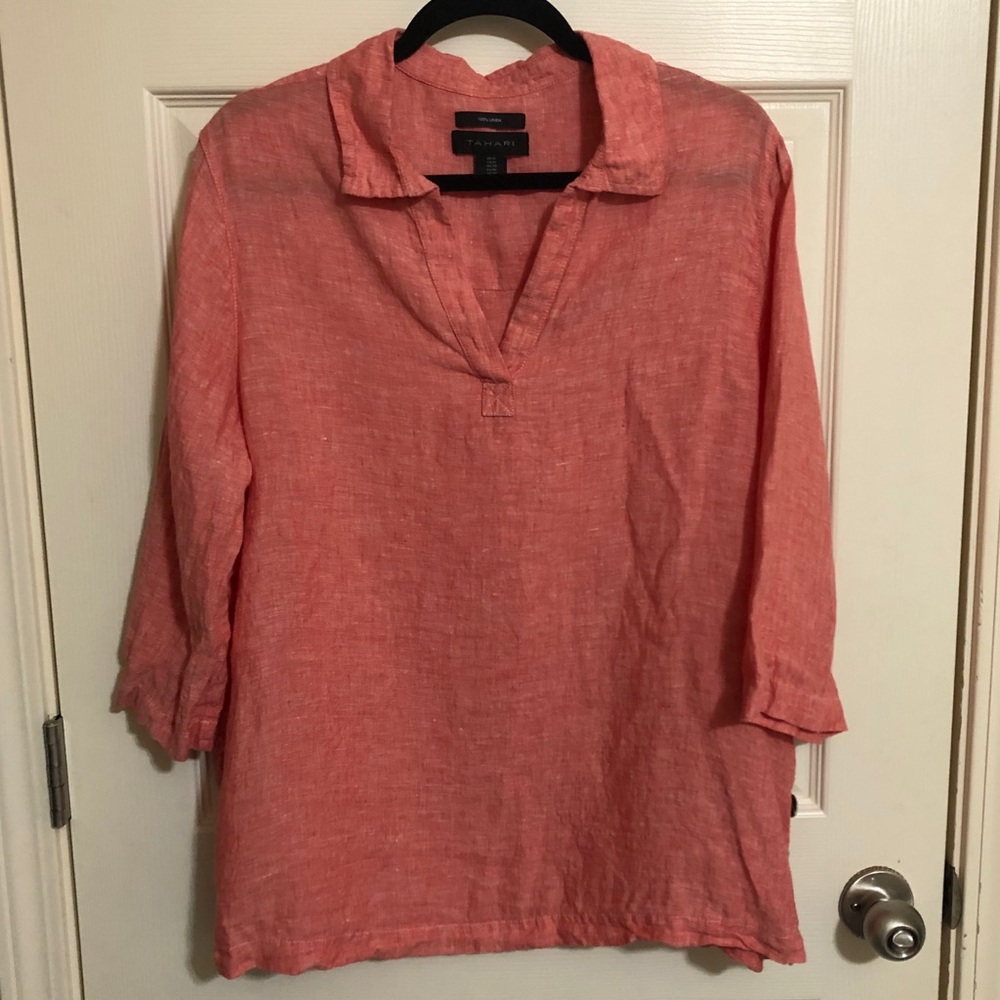 Tahari Linen 3/4 Sleeve Shirt